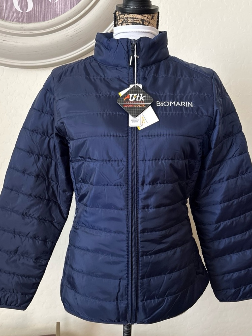 Biomarin Women's Navy Quilted Bomber Jacket